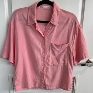 Abercrombie & Fitch Light Pink Short-Sleeve Button Shirt